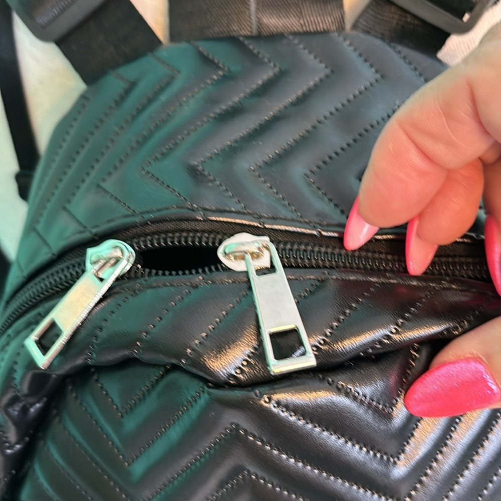 Chevron Patterned Black Backpack- Like New - image 4